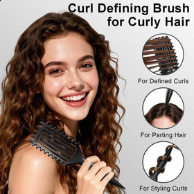 Weldilgit Curly Hair Brush in black colour on a white background