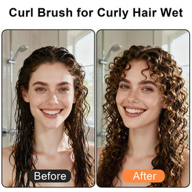 Weldilgit Curly Hair Brush in hand demonstrating ergonomic handle