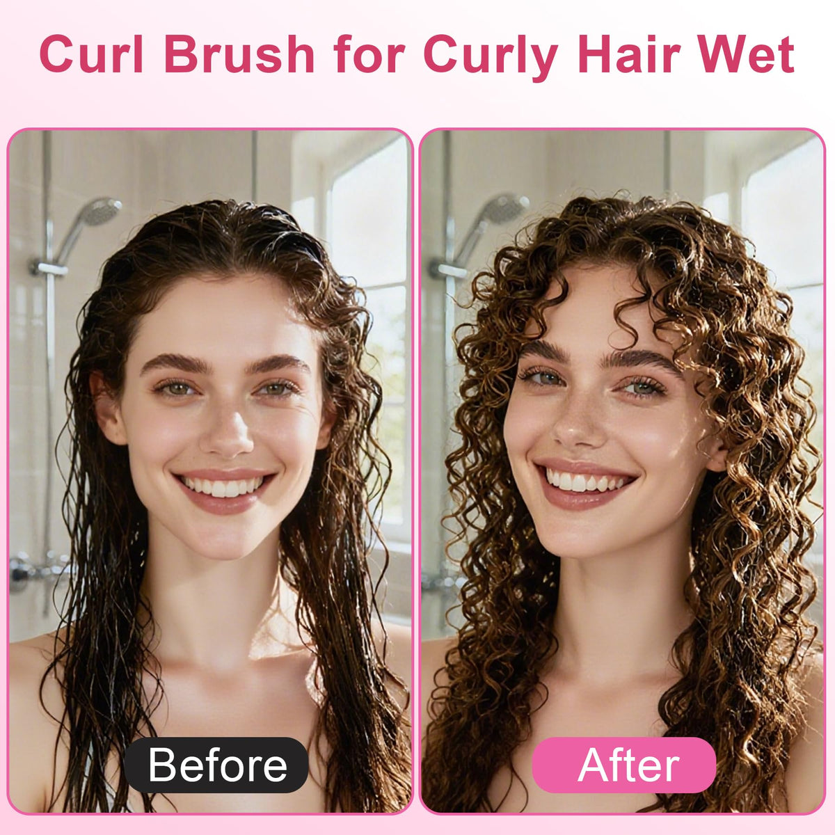 Weldilgit Curly Hair Brush showing ergonomic handle