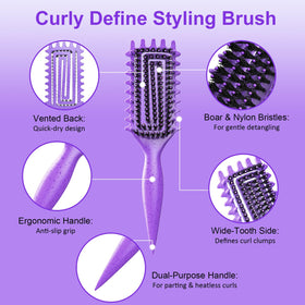 Weldilgit Curly Hair Brush showing soft boar bristles