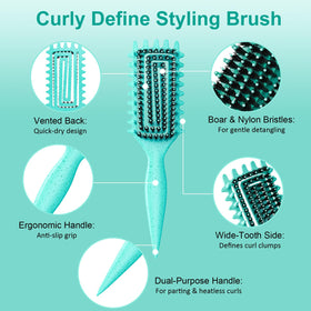 Weldilgit Curly Hair Brush side view showing wide-tooth design