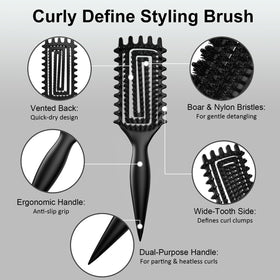 Weldilgit Curly Hair Brush side view showing wide-tooth design