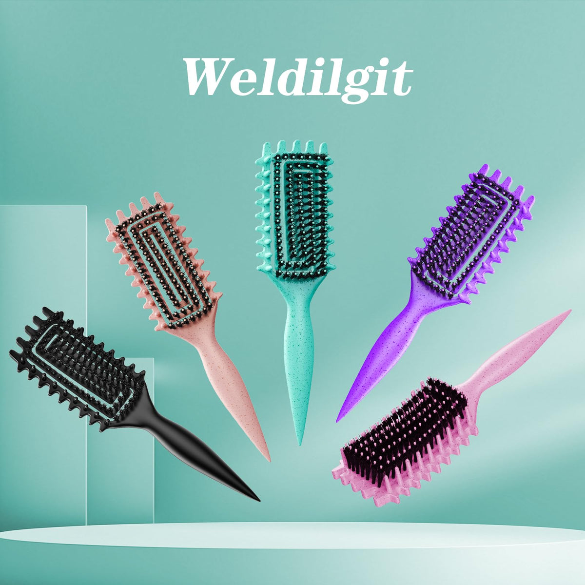 Weldilgit Curly Hair Brush with styling products