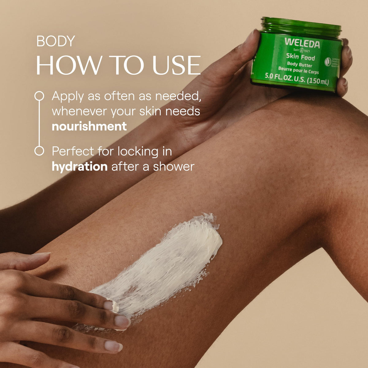 Weleda Skin Food Body Butter 5oz jar with whipped texture