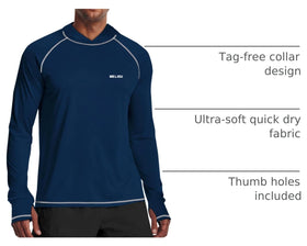 WELIGU Men's UPF 50+ Sun Protection Hoodie with hood