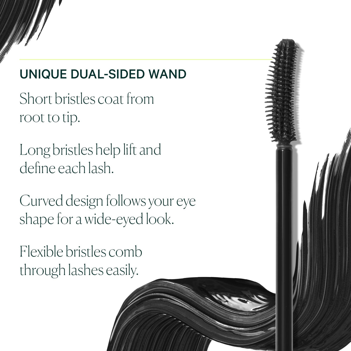 Well People Curling Mascara Black application on lashes