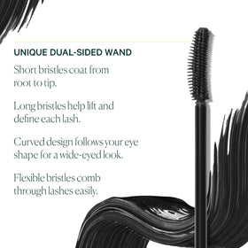 Well People Curling Mascara Black application on lashes