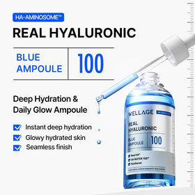 WELLAGE Real Hyaluronic Blue Ampoule 100 application on skin