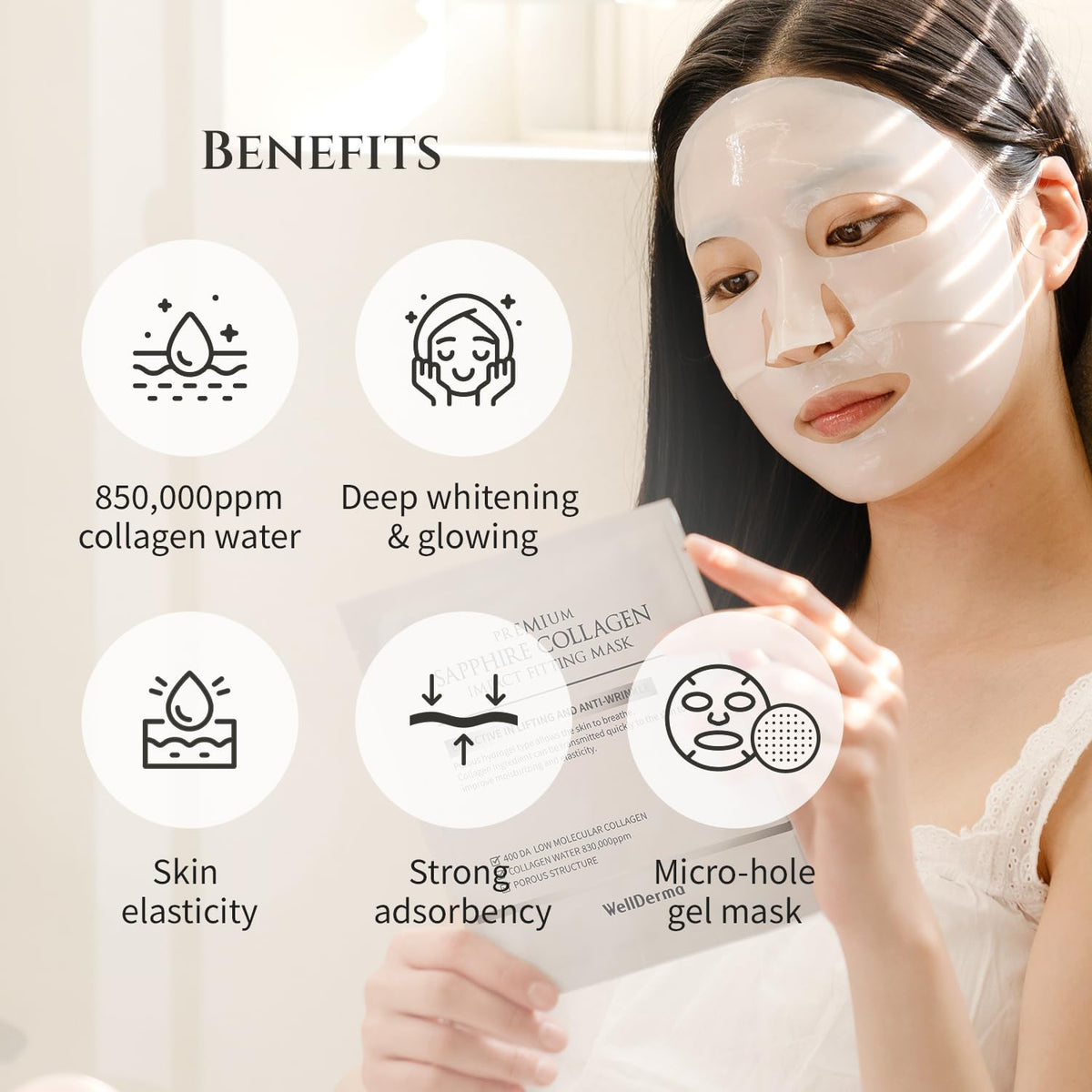 WELLDERMA Sapphire Collagen Impact Hydrogel Mask packaging