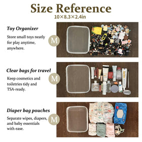 WELPIRT Clear Zipper Pouch open showing cosmetics