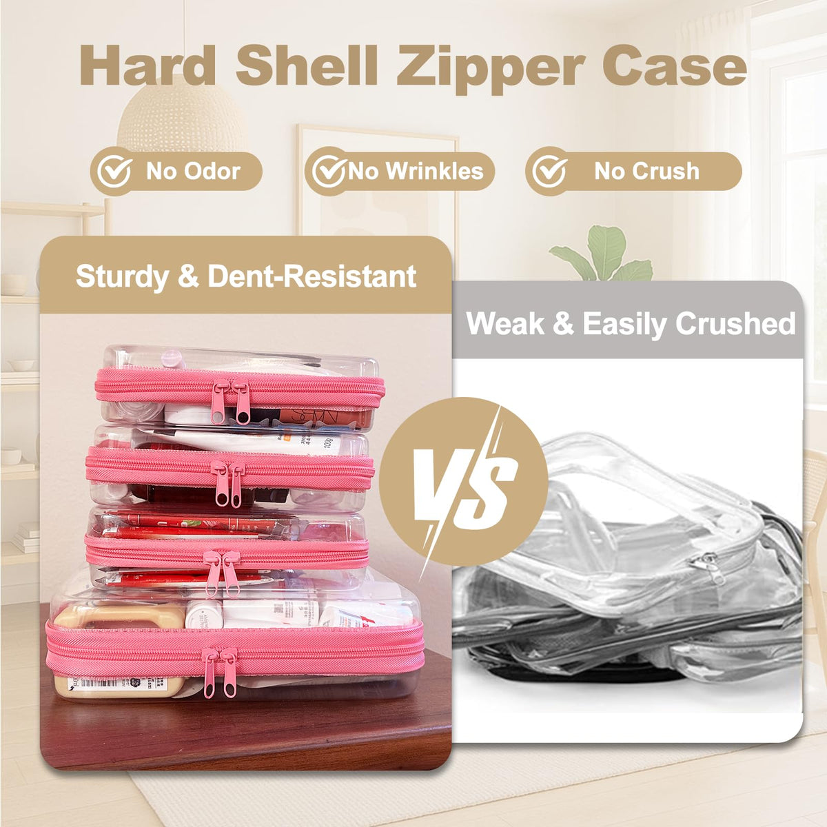 WELPIRT Clear Zipper Pouch small case stacked view