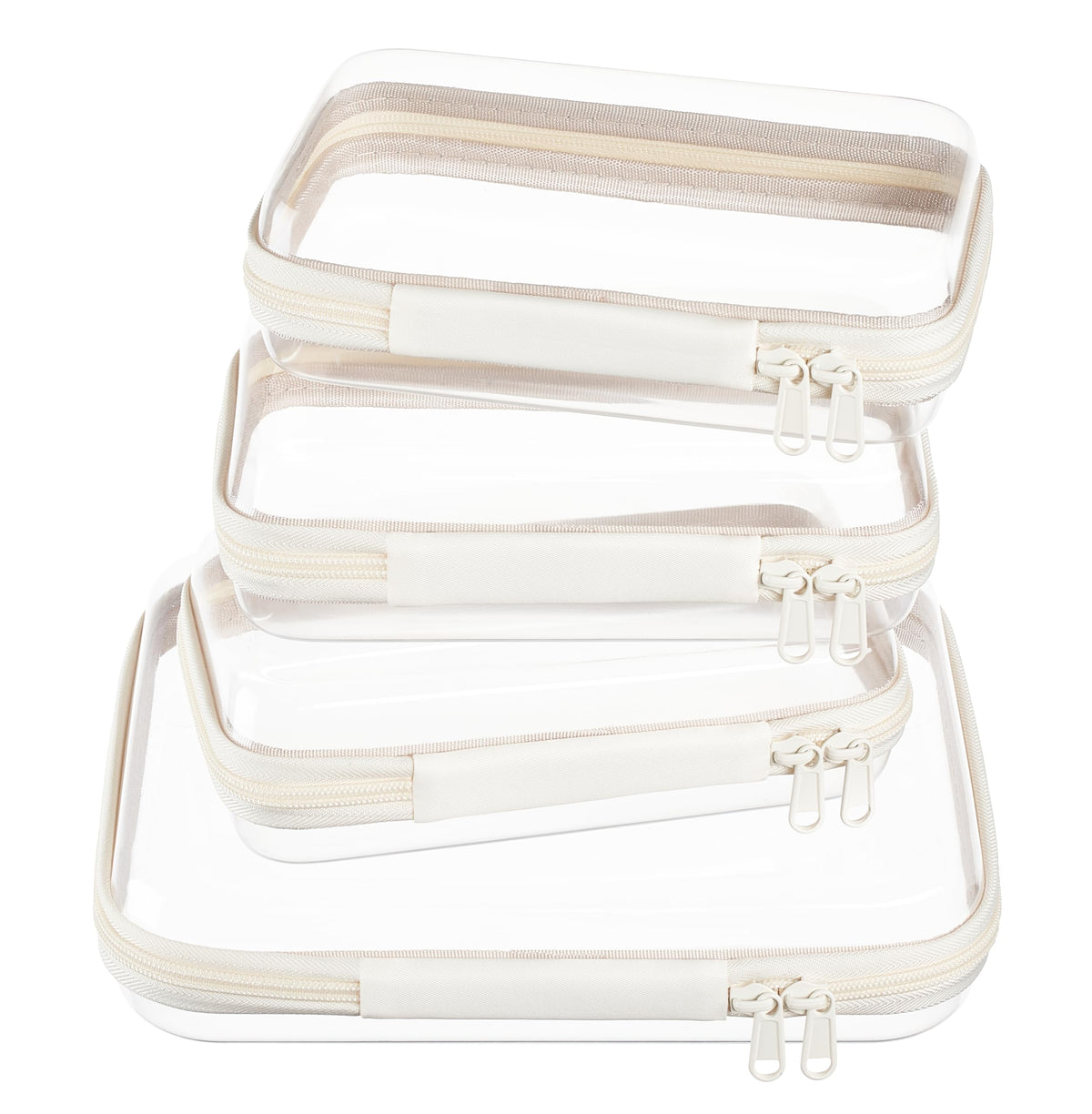 WELPIRT clear zipper pouches set front view with medium and small cases
