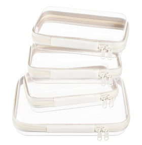 WELPIRT clear zipper pouches set front view with medium and small cases