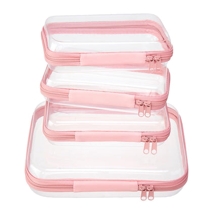 WELPIRT Clear Zipper Pouches Set front view with medium and small cases