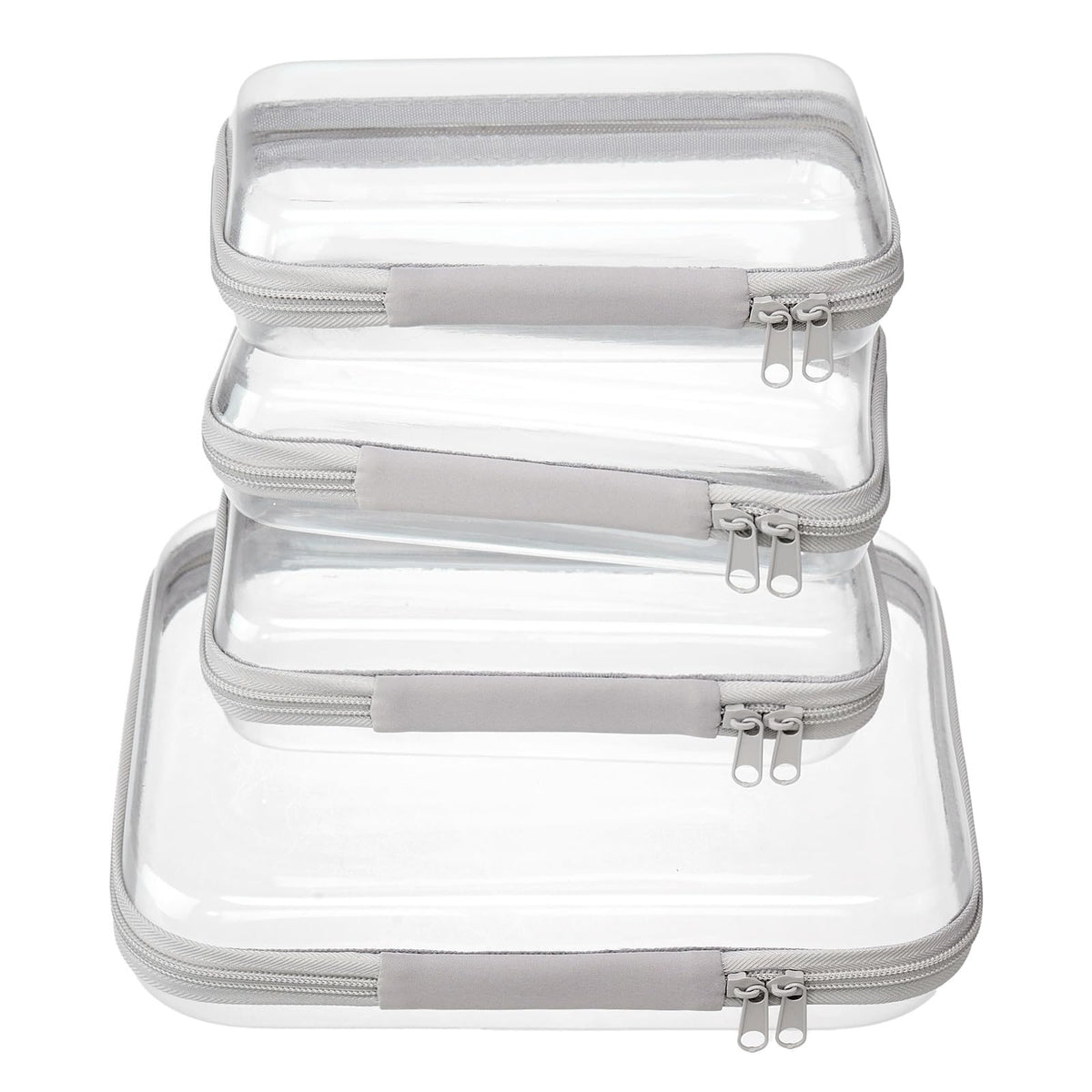 WELPIRT clear zipper pouches set front view with medium and small cases