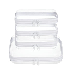 WELPIRT Clear Zipper Pouches Set front view with medium and small cases