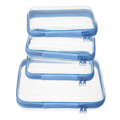 WELPIRT clear zipper pouches set front view with medium and small cases