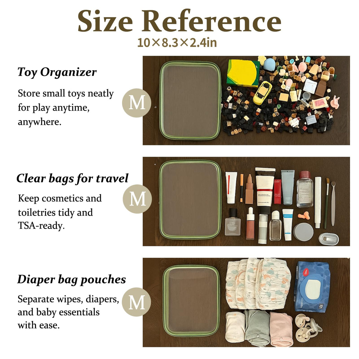 WELPIRT Clear Zipper Pouches Set in a travel bag