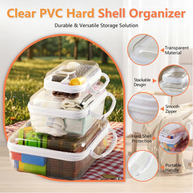 WELPIRT medium clear toiletry case side view