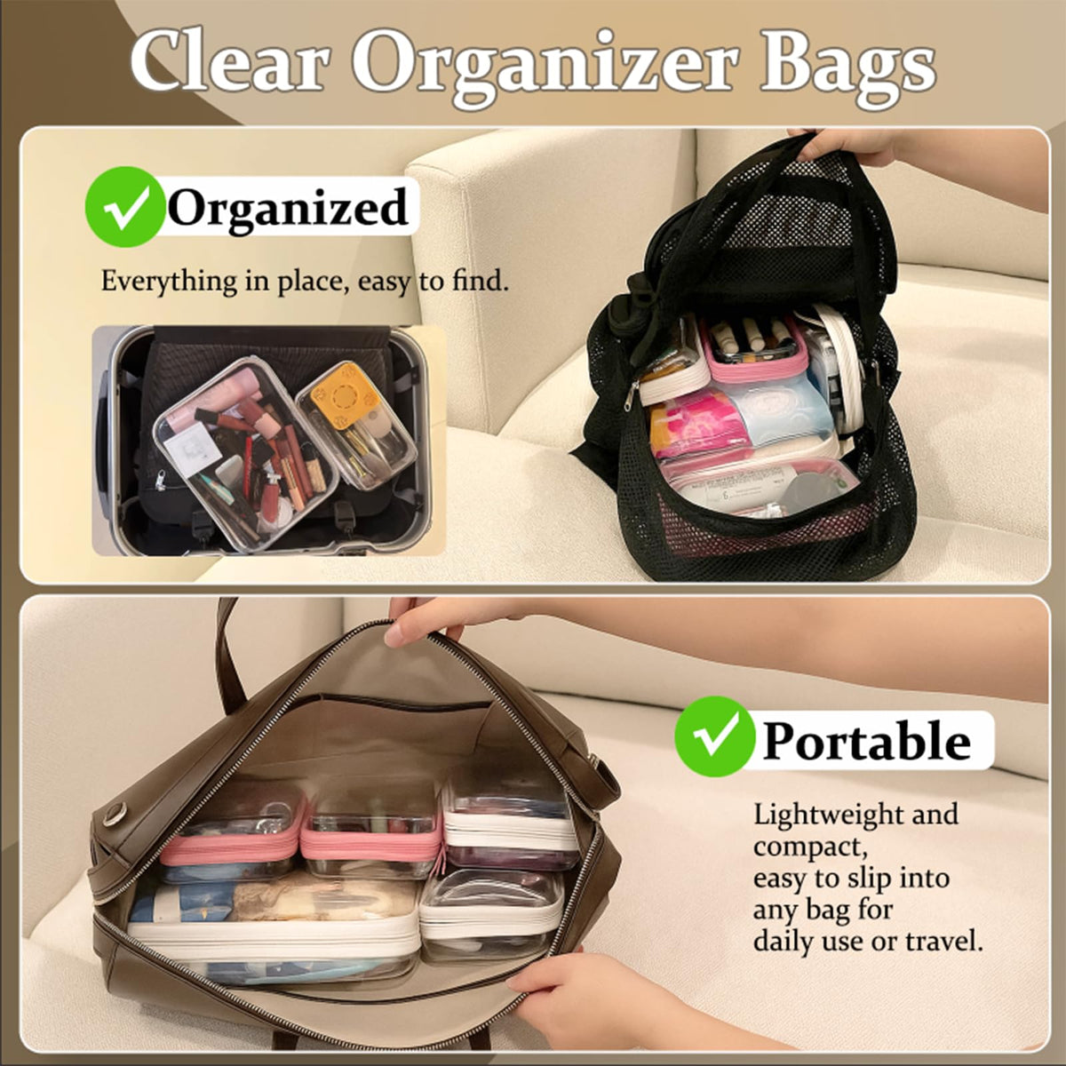 WELPIRT small zipper pouches stacked for compact storage
