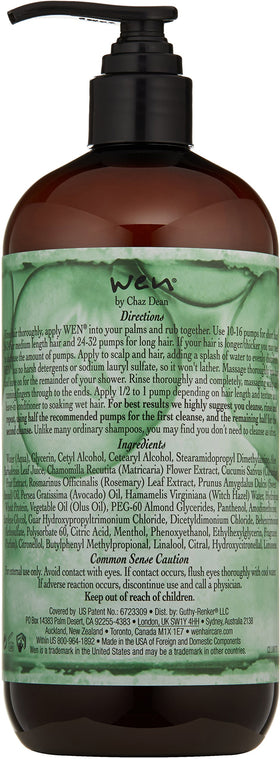 WEN by Chaz Dean Cucumber Aloe Cleansing Conditioner 16 fl. oz. back view with ingredients