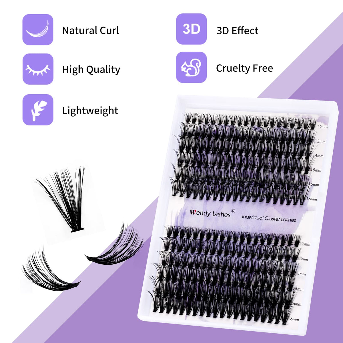 WENDY LASHES eyelash clusters with soft touch texture