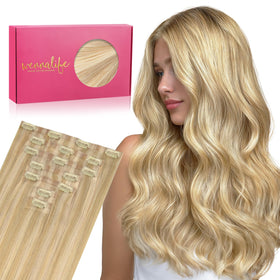 Wennalife 12 Inch Clip In Hair Extensions Light Blonde front view