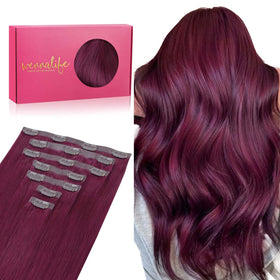 Wennalife 12 Inch Clip In Hair Extensions Light Burgundy front view