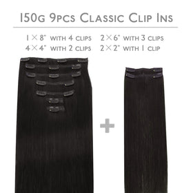 Wennalife 18 Inch Clip In Hair Extensions Natural Black packaging