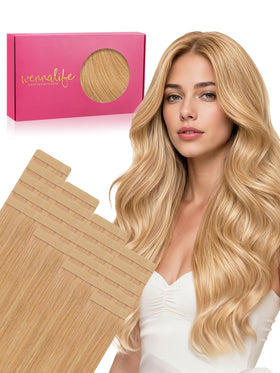 Wennalife 22 Inch Tape in Hair Extensions Strawberry Blonde front view