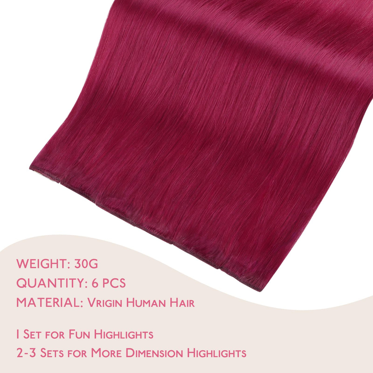 Wennalife Burgundy Red Clip-in Hair Extensions packaging