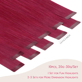 Wennalife Burgundy Red Tape in Hair Extensions packaging