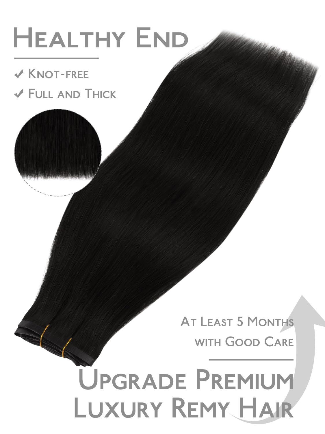 Wennalife Clip in Hair Extensions 14 Inch Jet Black on display