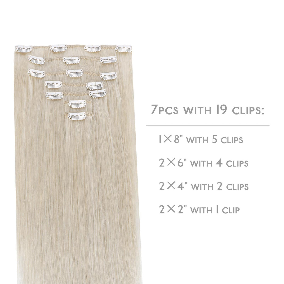 Wennalife Clip In Hair Extensions 14 Inch Platinum Blonde packaging
