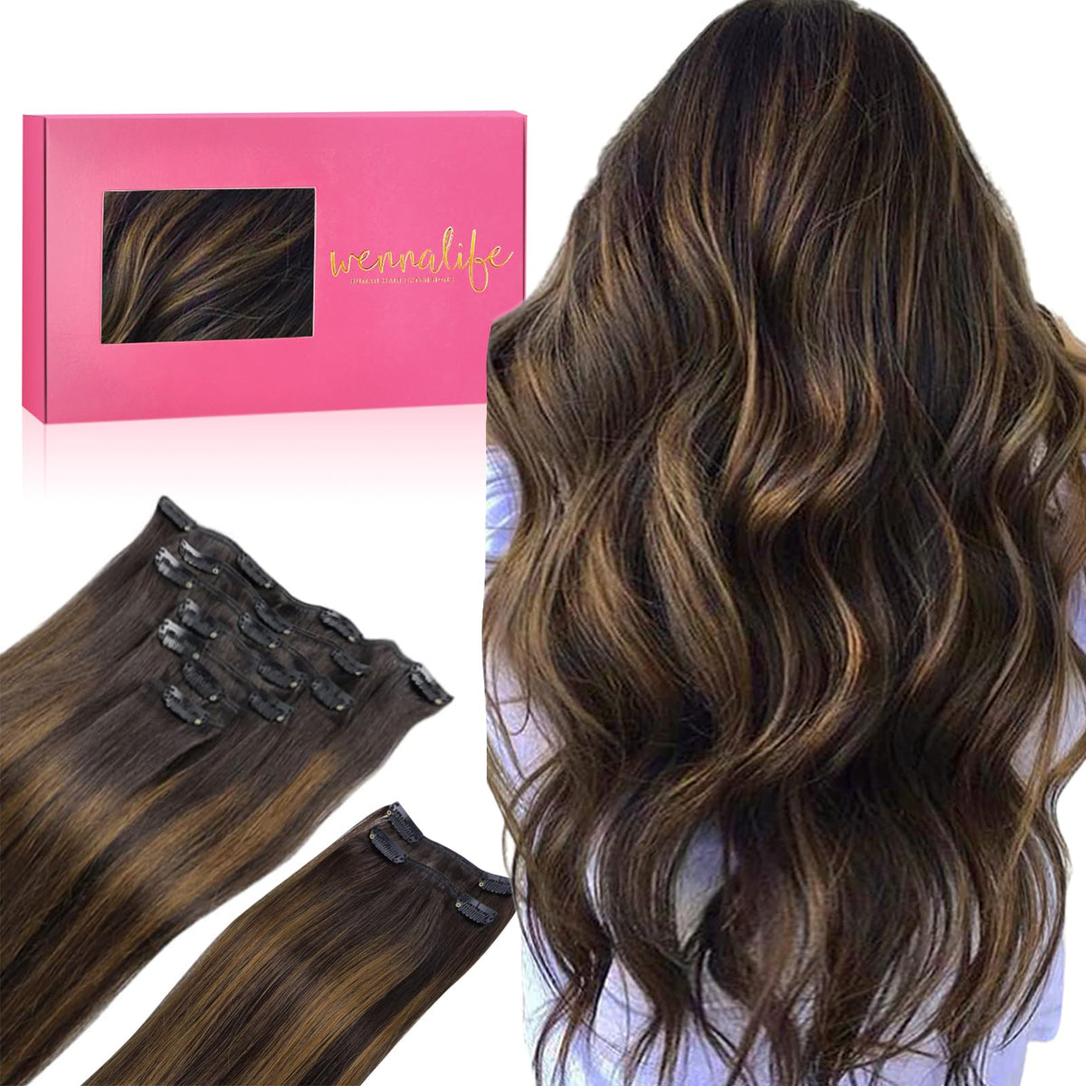 Wennalife Clip In Hair Extensions 150g 16 Inch front view