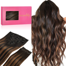 Wennalife Clip in Hair Extensions 150g 18 Inch front view