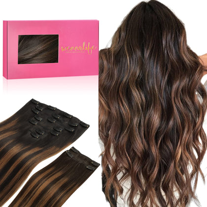Wennalife Clip in Hair Extensions 150g 18 Inch front view