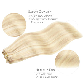 Wennalife Clip In Hair Extensions 150g 24 Inch Balayage Blonde styled in hair