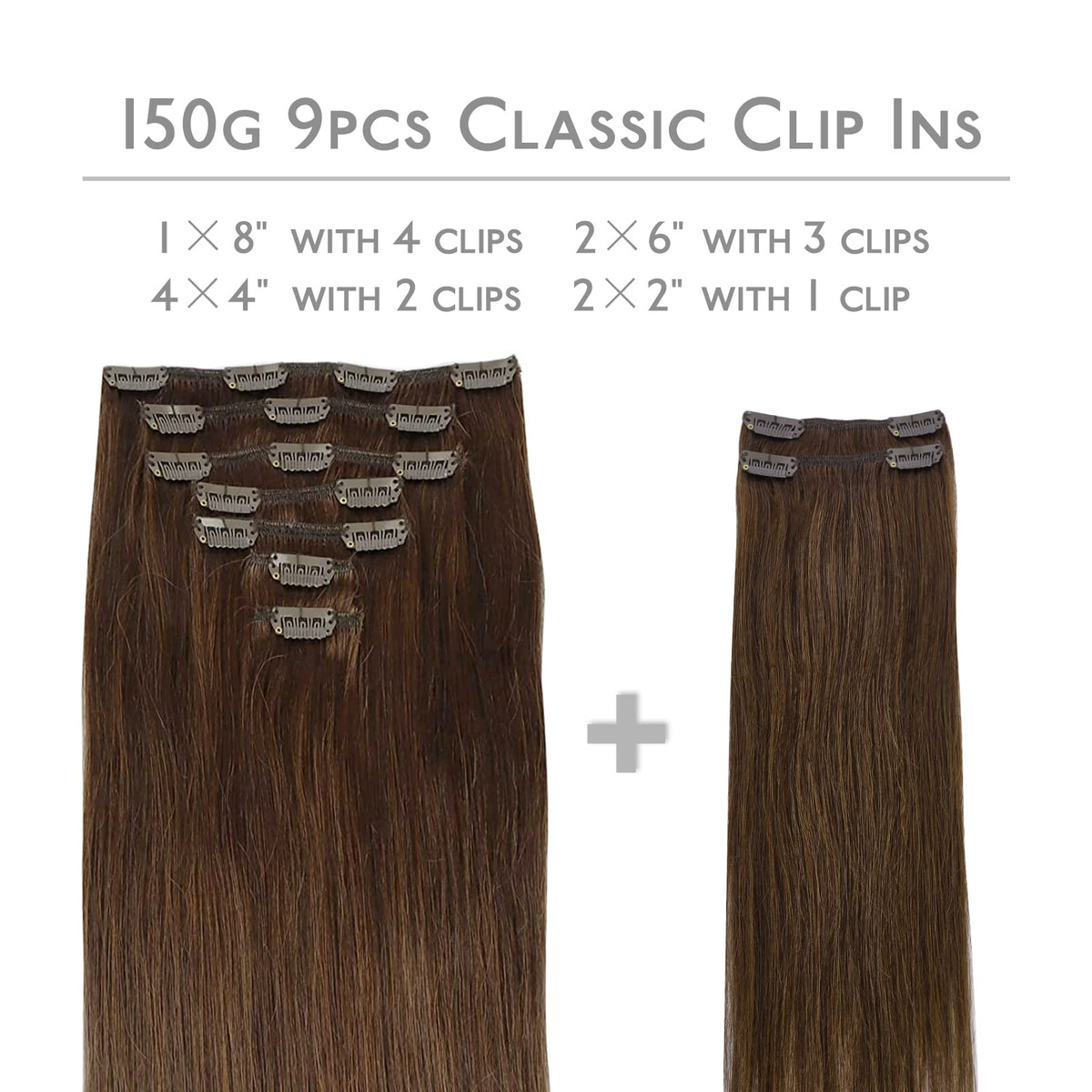 Wennalife Clip in Hair Extensions 150g packaging with 9 pieces