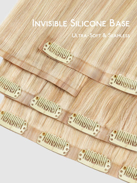 Wennalife Clip in Hair Extensions 16 Inch 120g close-up of clips