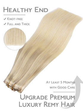 Wennalife Clip In Hair Extensions 16 Inch Ash Blonde texture