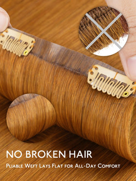 Wennalife Clip In Hair Extensions 16 Inch Auburn Ginger texture detail