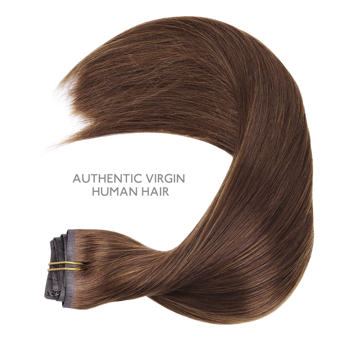 Wennalife Clip In Hair Extensions 16 Inch Chocolate Brown texture detail