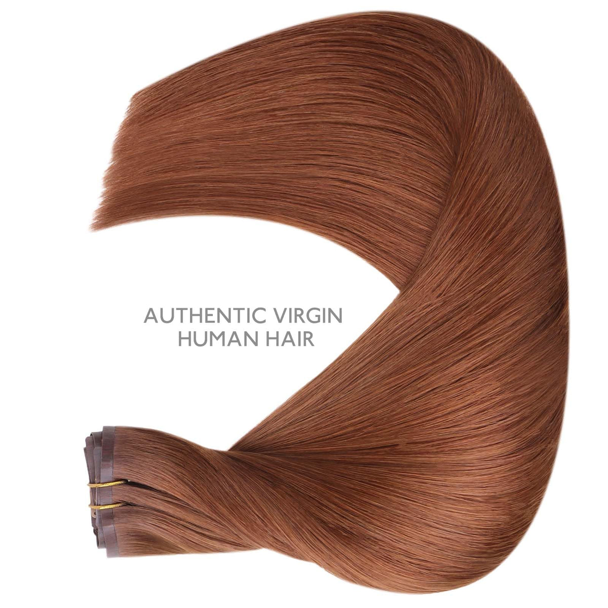 Wennalife Clip In Hair Extensions 16 Inch Cinnamon Copper in natural light