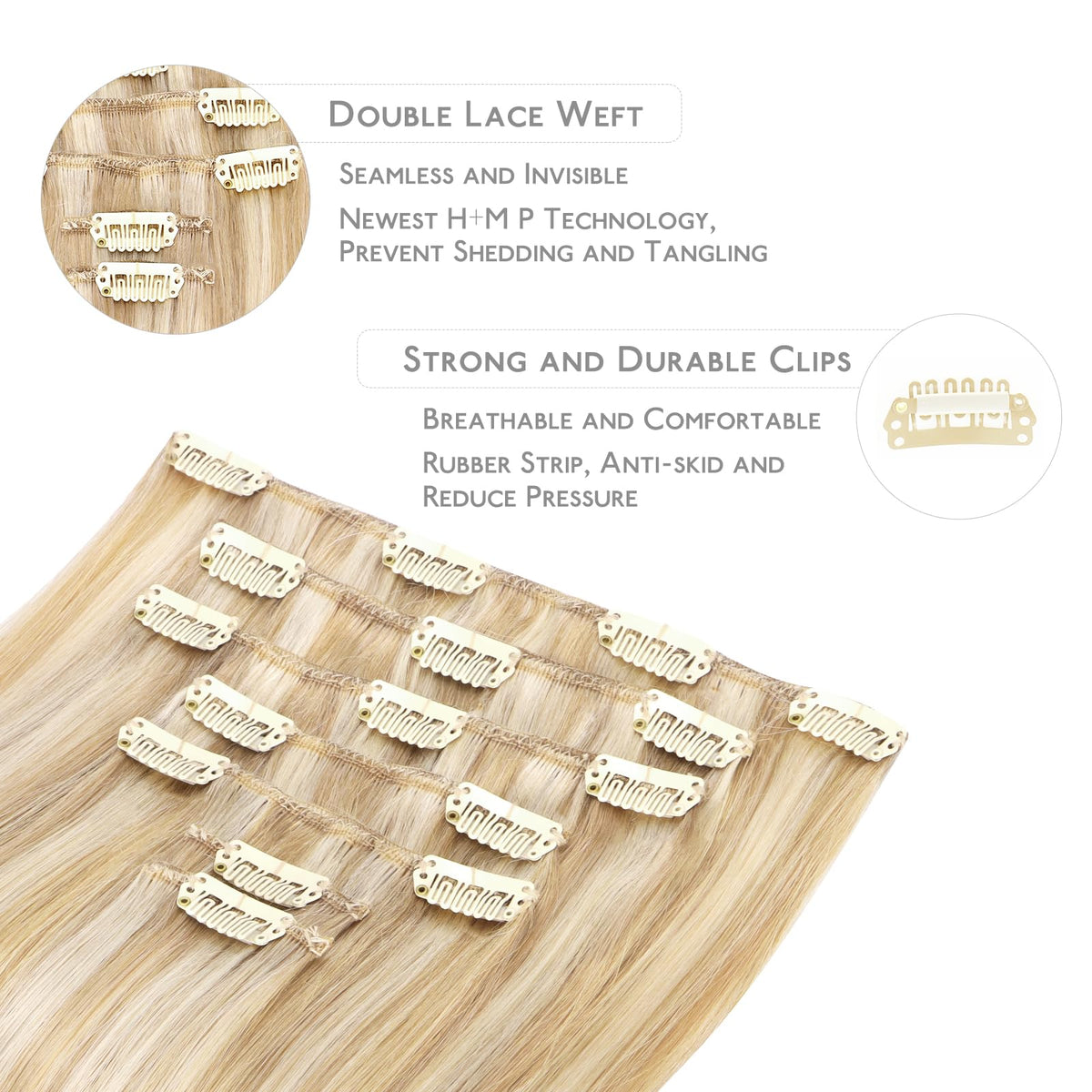 Wennalife Clip In Hair Extensions 16 Inch lifestyle scene on model