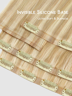 Wennalife Clip in Hair Extensions 16 Inch Light Blonde close-up of clips