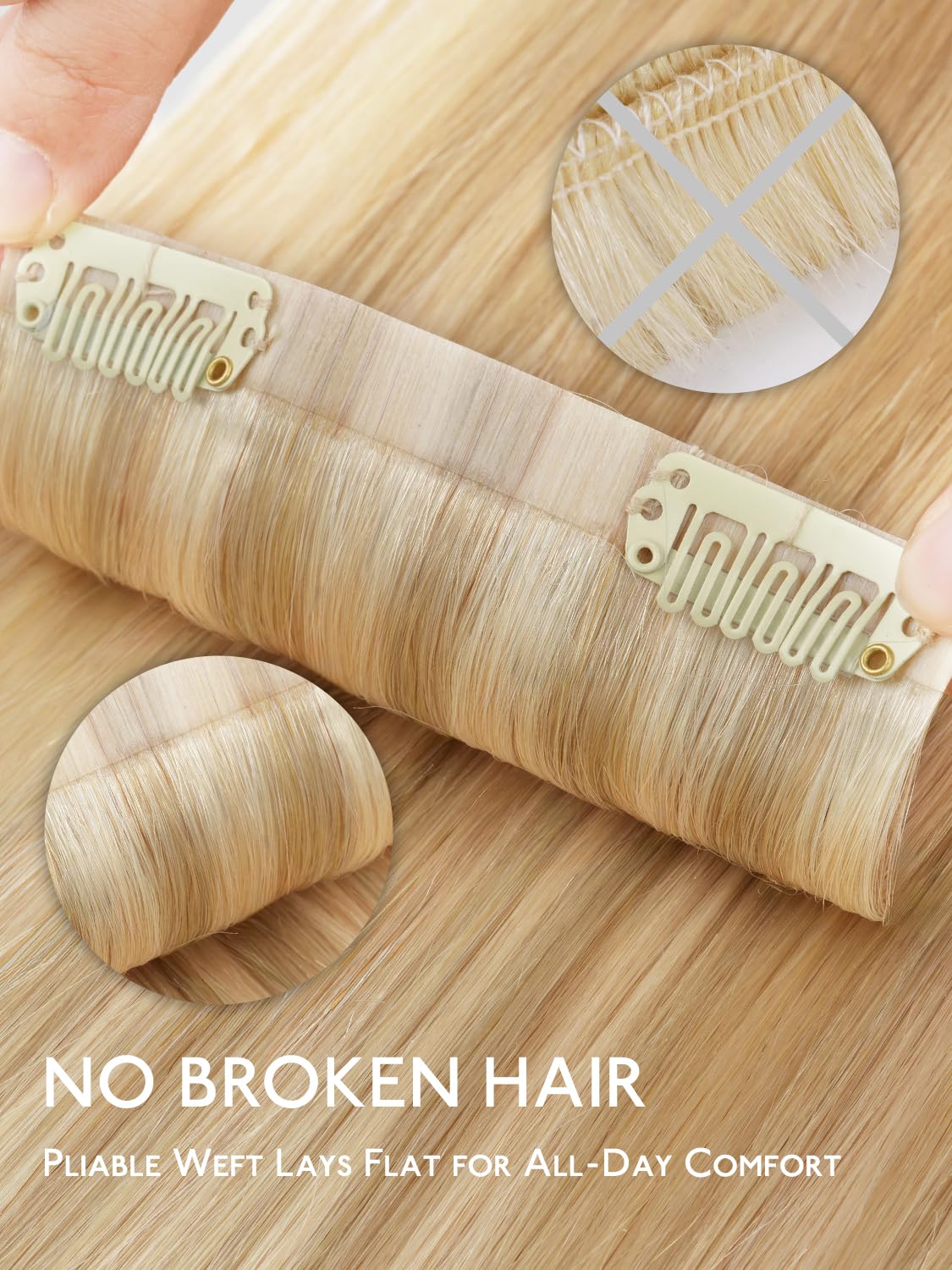 Wennalife Clip in Hair Extensions 16 Inch Light Blonde in a hair care setting