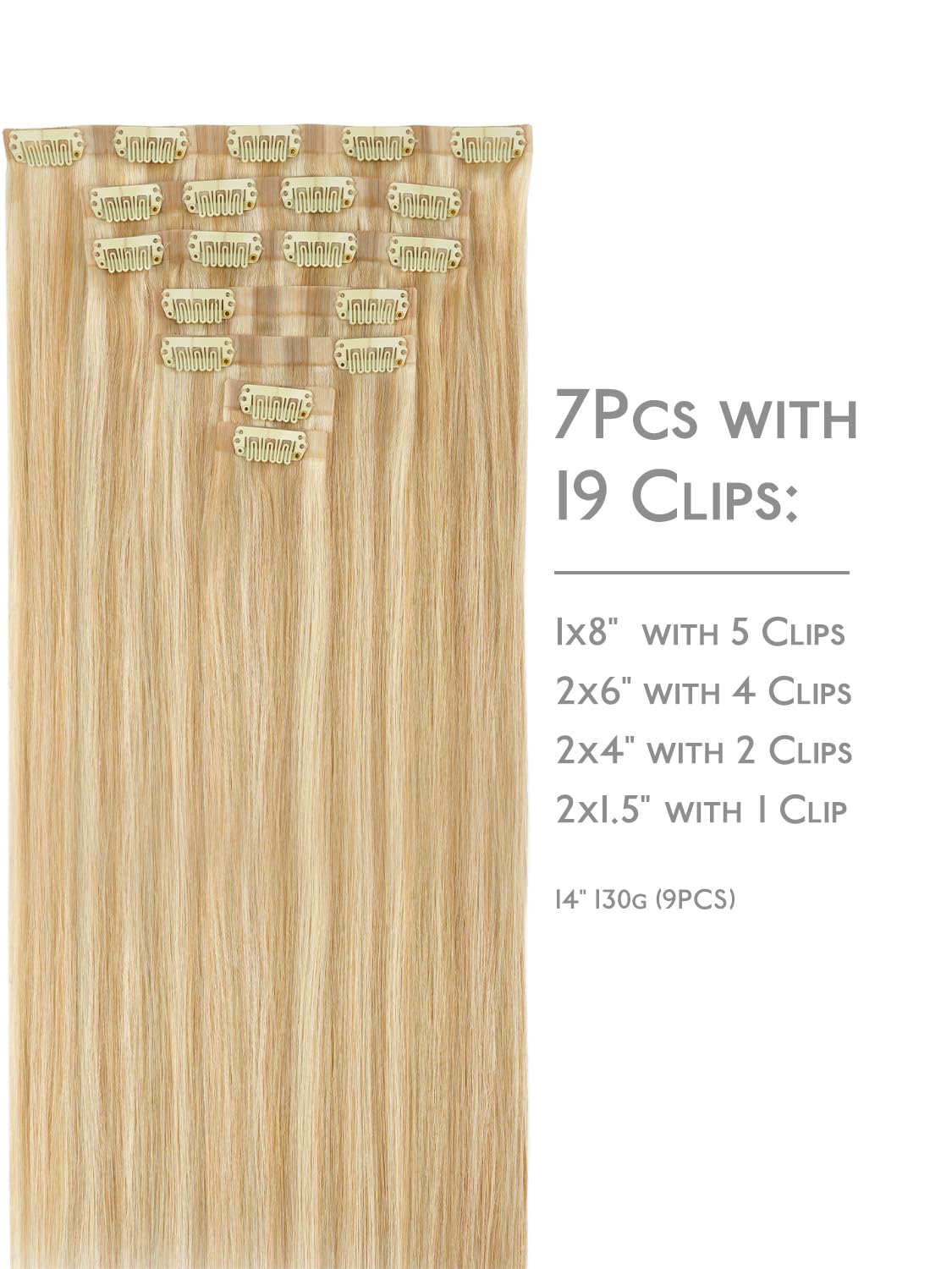 Wennalife Clip in Hair Extensions 16 Inch Light Blonde packaging