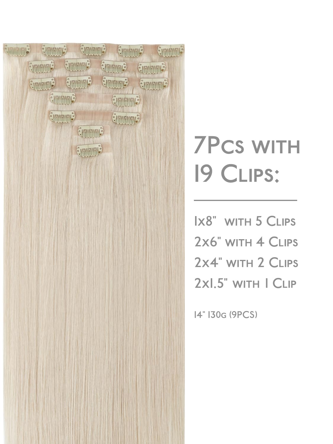 Wennalife Clip in Hair Extensions 16 Inch Platinum Blonde packaging