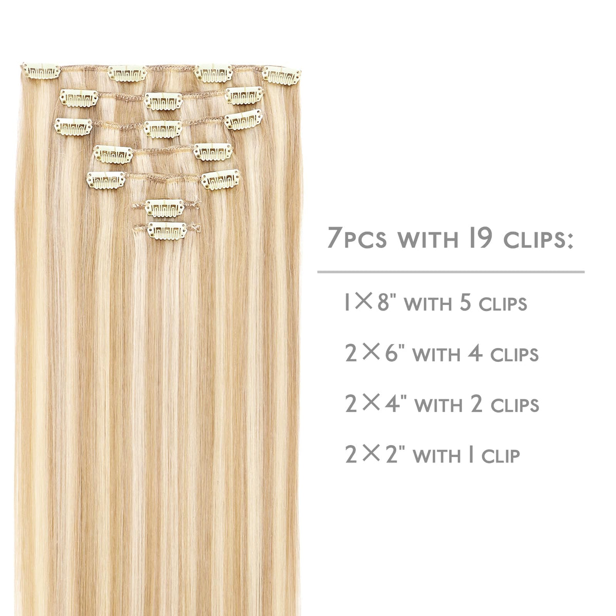 Wennalife Clip In Hair Extensions 16 Inch showing clips and texture